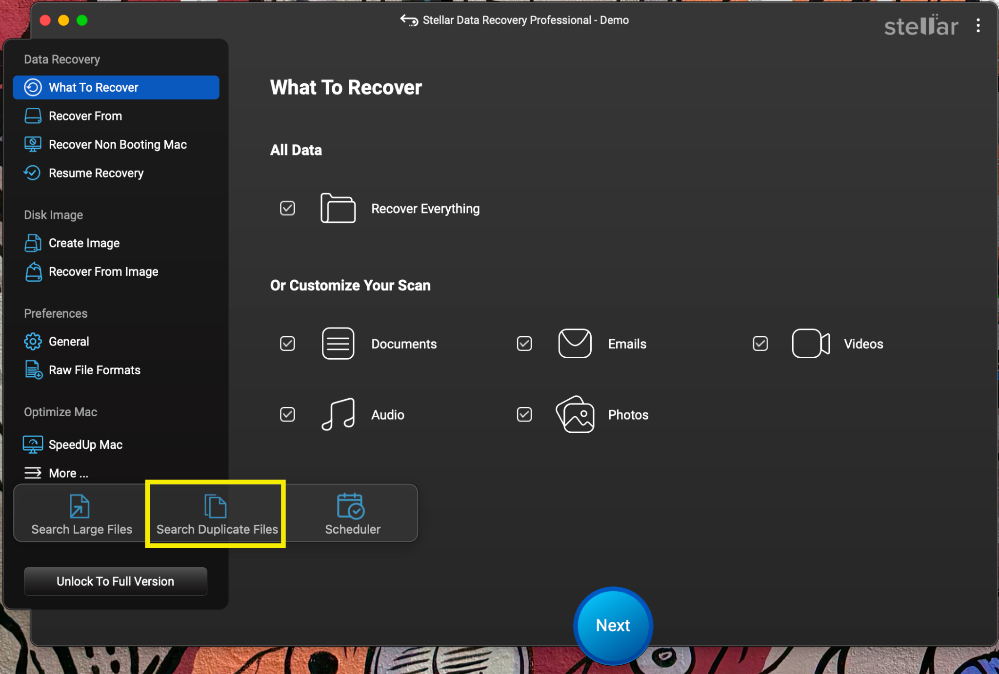 click Search Duplicate Files